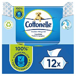 Cottonelle Feuchtes Toilettenpapier – Sauber Pflegend – 12 x 42 Feuchttücher um 14,18 € statt 18,48 €