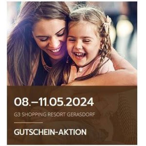 G3 Shopping Resort – bis zu 20€ Bonus beim Kauf von Centergutscheinen (8. – 11. Mai)