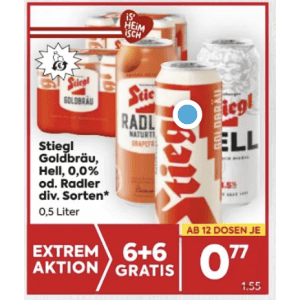 Stiegl Bier Dose um je 0,77 € statt 1,55 € ab 24 Stück bei Billa & Billa Plus