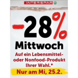 Interspar – 28% Rabatt auf ein Produkt eurer Wahl am 25. Februar 2026