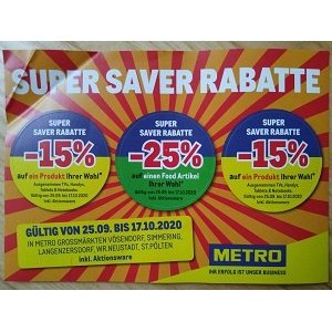 Metro – 20% bzw. 10% Rabatt auf Artikel eurer Wahl (bis 22. Mai)