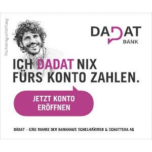 DADAT Bank – 150 € Startbonus für neues Gehaltskonto (bis 8. April) & 100 € Starbonus für neues Depotkonto (bis 30. April)