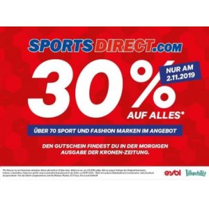 30 % Rabatt auf ALLES bei Sports Direct – am 2. November