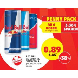 Red Bull (div. Sorten) um 0,89 € bei Penny (27. & 28.08.)