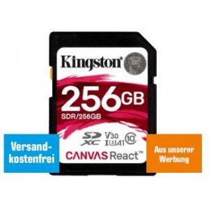 Kingston Canvas React SDXC 256GB Speicherkarte um 47 € statt 57,38 €