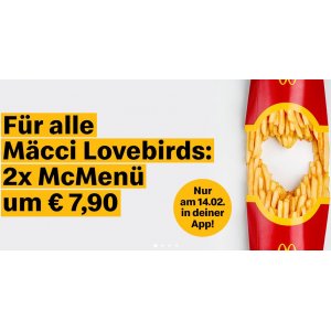 Mcdonalds Valentinstag – 2x McMenü um 7,90 € (nur am 14. Februar)