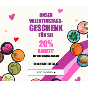 The Body Shop Valentinstag – 20 % Rabatt auf den Online-Einkauf