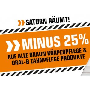 Saturn – 25 % Rabatt auf Braun Hygiene- und Oral-B Zahnpflegeprodukte