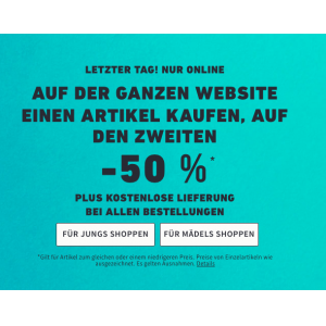 Hollister Onlineshop: 50 % Rabatt auf den 2. Artikel + kostenloser Versand