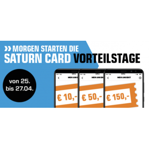 Saturn Card Vorteilstage – bis zu 50 € Rabatt bis 29.07.