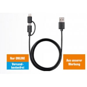 VARTA 2in1 Lade-/Datenkabel (Micro-USB & Lightning Adapter) um 2,50 €