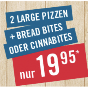 Domino’s Pizza – 2 Large Pizzen + Bites um 19,95 € statt bis zu 32,75 €