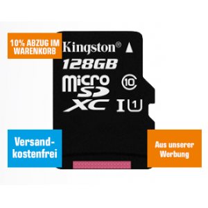 Kingston 128GB microSDXC Speicherkarte um 17,10 € statt 28,59 €