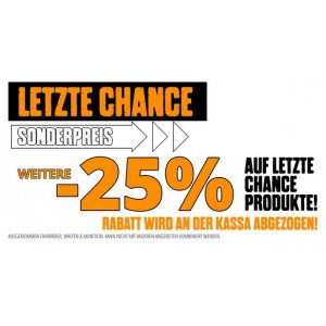 XXL Sports Filialen – 25 % Rabatt auf “letzte Chance Produkte” (bis 29.06.)