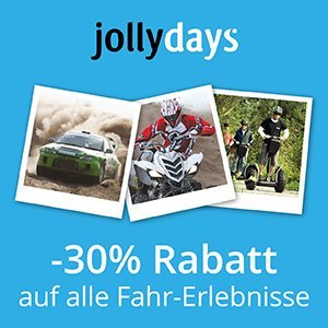 jollydays – 30% Rabatt auf alle Fahr-Erlebnisse (bis 25. Juni)