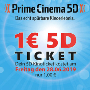 Prime Cinema 5D Kinoticket im Lugner Kino um 1 €