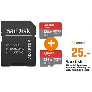 2x SanDisk Ultra microSDXC 128GB Speicherkarte um 25 € statt 41 €