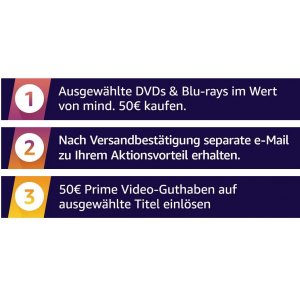 Um 50€ Blu-rays/DVDs kaufen & 50€ Amazon Video Guthaben erhalten