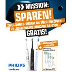 Philips Sonicare elektr. Zahnbürste ab 100 € kaufen & 8 Stück Philips Sonicare Bürstenköpfe GRATIS erhalten