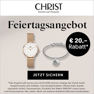 CHRIST – 20 € Rabatt auf reguläre Uhren & Schmuck (ab 99 € MBW)