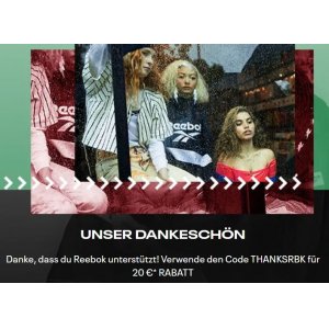Reebok Onlineshop – 20€ Rabatt ab 50€ Einkauf (ausgewählte Produkte)