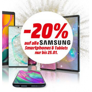 20% Rabatt auf Samsung Smartphones & Tablets bei MediaMarkt.at