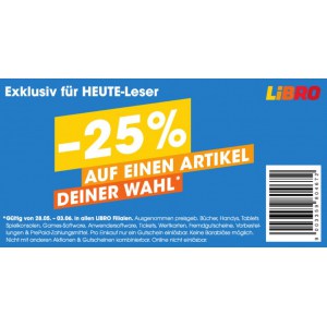 Libro Filialen – 25% Rabatt auf einen Artikel nach Wahl (bis 03.06.)