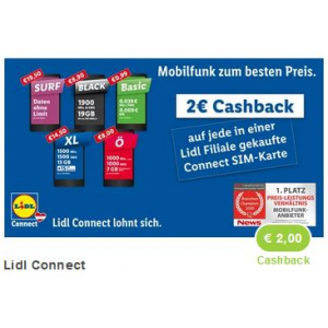 Marktguru - 2 € Cashback auf Lidl Connect SIMs (30,3 ...