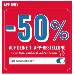 Domino’s Pizza – 50% Rabatt auf die 1. App-Bestellung & -25% danach