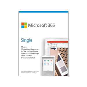 Microsoft Office 365 Single, 1 Jahr, PKC (deutsch) um 39,99 € statt 53,41 €