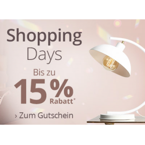 Lampenwelt Shopping Days – 15% Extra-Rabatt ab 300 € (inkl. Sale)