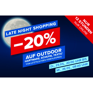 Hervis Late Night Shopping – 20% Rabatt auf viele Outdoor-Artikel