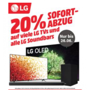 20% Rabatt auf LG TVs & Soundbars bei MediaMarkt.at bis 26.6.